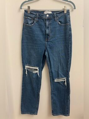 Abercrombie & Fitch The Ankle Straight Ultra High Rise Jean 29 8 Distressed